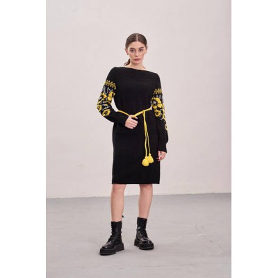 Knitted dress "Flowers" yellow/black